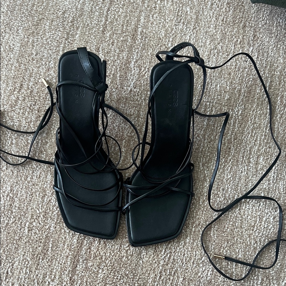 Asos design Black Strappy Lace-Up heels